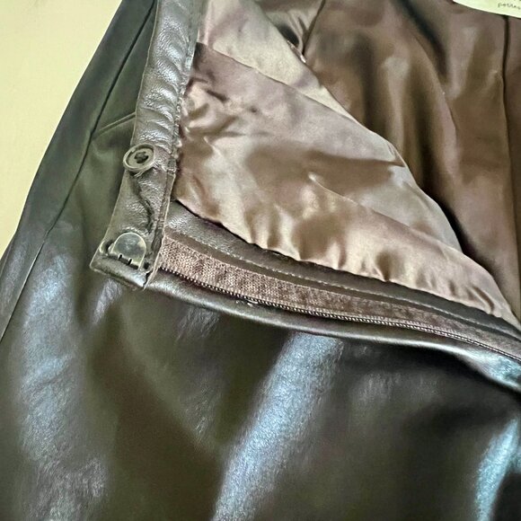 Vintage Lord & Taylor Brown 100% Leather Pants Classic Straight Leg Size 6P - Picture 7 of 12